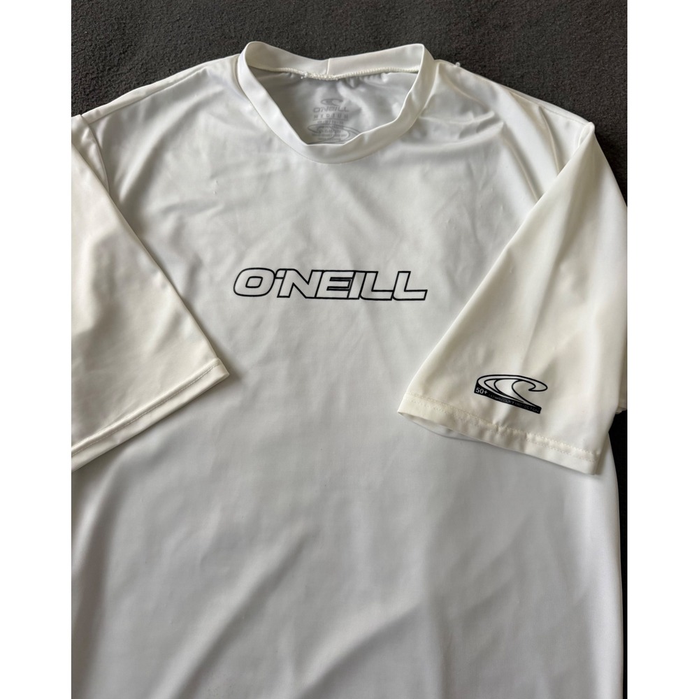 ONeill Mens White Short Sleeve Rash Guard 50+ UV Protection Swim Shirt M - EUC